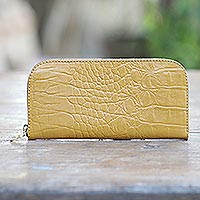 Leather wallet, Yellow Croc