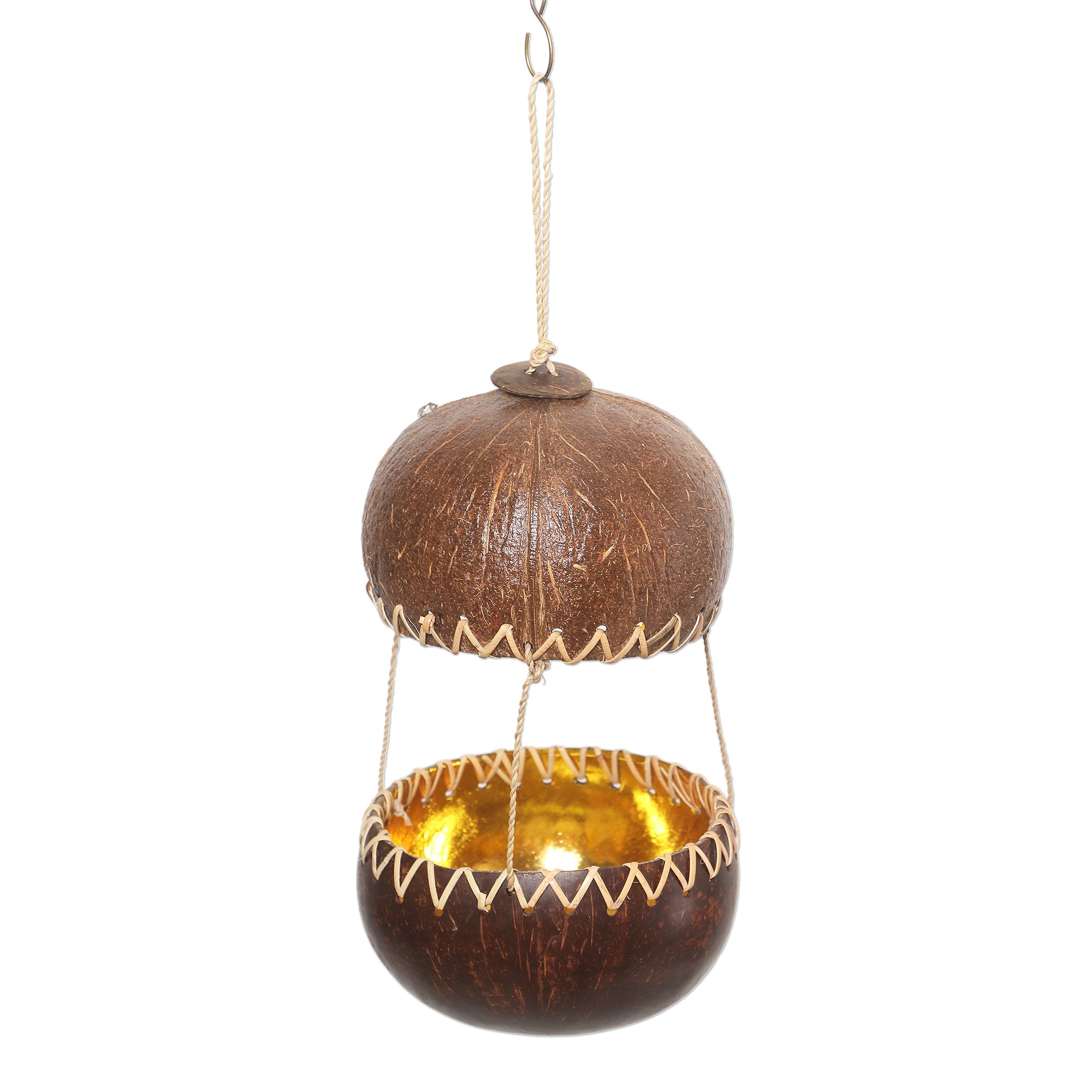 Handcrafted Coconut Shell Bird Feeder Kintamani House NOVICA