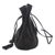 Leather drawstring shoulder bag, 'Pure Elegance in Black' - Black Drawstring Leather Shoulder Bag