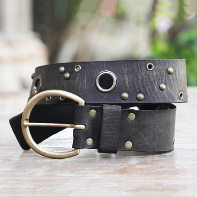 Leather belt, Antique Look in Black