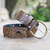 Leather belt, 'Antique Look in Brown' - Brown Iron Studded Leather Belt thumbail
