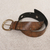 Leather belt, 'Antique Look in Brown' - Brown Iron Studded Leather Belt (image 2d) thumbail