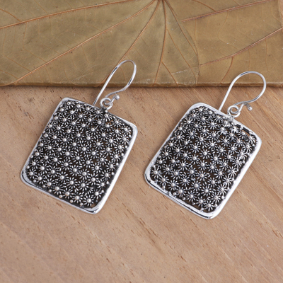 Sterling silver dangle earrings, 'Sparkle Lights' - Hand Crafted 925 Sterling Silver Dangle Earrings