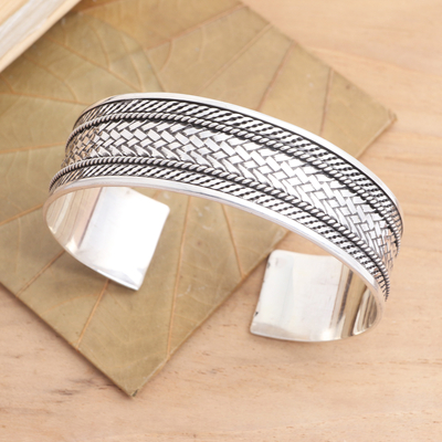 Fashion 925 Silver plated Jewelry Weave Cuff Bangles Bracelet K033