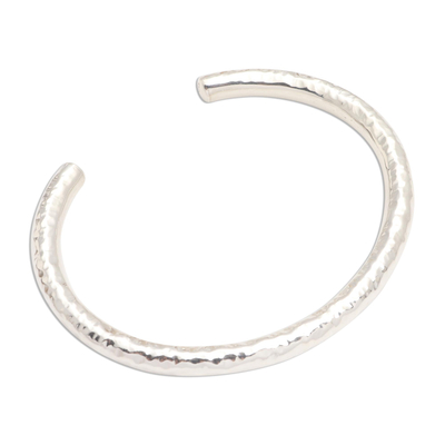 Sterling silver cuff bracelet, 'Undulating Waves' - Hammered Sterling Silver Cuff Bracelet