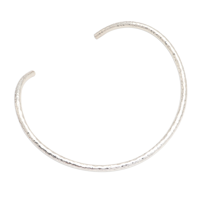 Sterling silver collar necklace, 'Undulating Waves' - Hammered Sterling Silver Collar Necklace