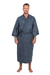Men's batik cotton robe, 'Blue Midnight' - Men's Batik Belted Cotton Robe thumbail