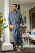 Men's batik cotton robe, 'Blue Midnight' - Men's Batik Belted Cotton Robe (image 2b) thumbail