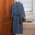 Men's batik cotton robe, 'Blue Midnight' - Men's Batik Belted Cotton Robe (image 2d) thumbail