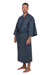 Men's batik cotton robe, 'Blue Midnight' - Men's Batik Belted Cotton Robe (image 2e) thumbail