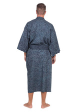 Men's batik cotton robe, 'Blue Midnight' - Men's Batik Belted Cotton Robe