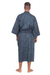 Men's batik cotton robe, 'Blue Midnight' - Men's Batik Belted Cotton Robe (image 2f) thumbail