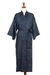 Men's batik cotton robe, 'Blue Midnight' - Men's Batik Belted Cotton Robe (image 2g) thumbail