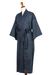 Men's batik cotton robe, 'Blue Midnight' - Men's Batik Belted Cotton Robe (image 2h) thumbail
