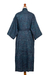 Men's batik cotton robe, 'Blue Midnight' - Men's Batik Belted Cotton Robe (image 2i) thumbail