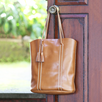 Leather tote bag, Calm Evening