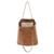 Leather tote bag, 'Calm Evening' - Topstitched Leather Tote Bag with Tassels (image 2d) thumbail