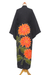 Hand-painted rayon robe, 'Sunflower on Black' - Hand Painted Black Floral Rayon Robe (image 2d) thumbail