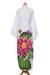 Hand-painted rayon robe, 'Beautiful Flowers in White' - White Floral Hand Painted Rayon Robe (image 2d) thumbail