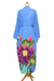 Hand-painted rayon robe, 'Beautiful Flowers in Blue' - Blue and Multicolored Floral Rayon Robe (image 2d) thumbail