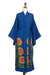 Hand-painted rayon robe, 'Beautiful Flowers in Blue' - Hand Painted Floral Rayon Robe (image 2a) thumbail
