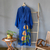 Hand-painted rayon robe, 'Beautiful Flowers in Blue' - Hand Painted Floral Rayon Robe (image 2d) thumbail