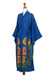 Hand-painted rayon robe, 'Beautiful Flowers in Blue' - Hand Painted Floral Rayon Robe (image 2e) thumbail