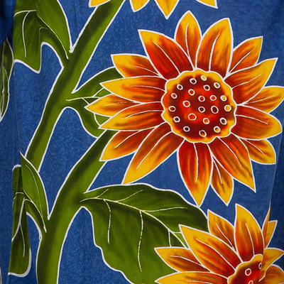 Bata de rayón pintada a mano - Bata de rayón floral pintada a mano