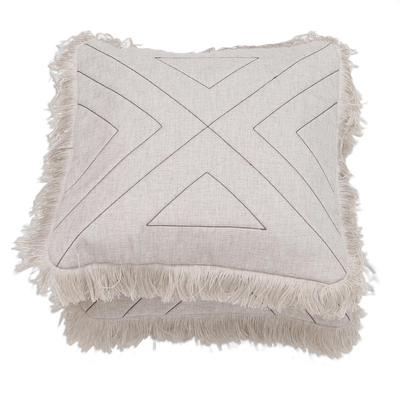 Kissenbezüge aus Baumwolle, (Paar) - Paar Kissenbezüge aus 100 % Baumwolle mit Dreiecksmuster