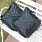 Cotton cushion covers, 'Triangle in Black' (pair) - Triangle Pattern 100% Cotton Cushion Cover Pair