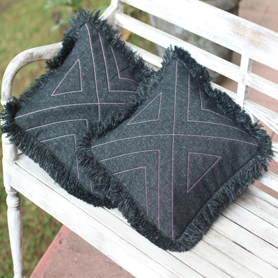 Kissenbezüge aus Baumwolle, (Paar) - Paar Kissenbezüge aus 100 % Baumwolle mit Dreiecksmuster
