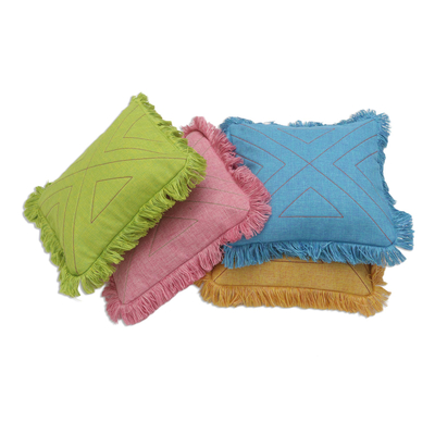 Kissenbezüge aus Baumwolle, (4er-Set) - Kissenbezug aus 100 % Baumwolle mit Dreiecksmuster, 4er-Set