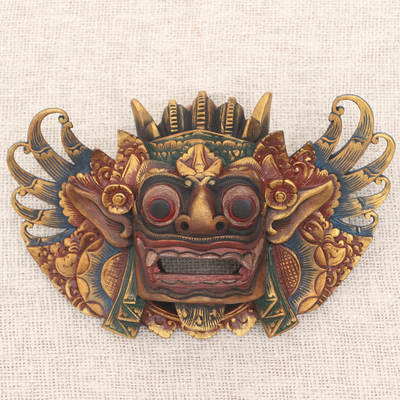 Holzmaske - Balinesische Akazienholz bemalte Maske König der Geister Barong