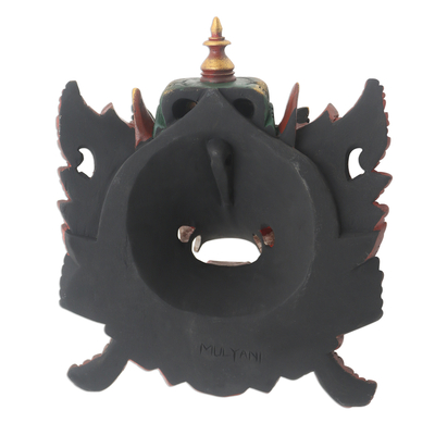 Máscara de madera, 'Bhoma' - Máscara balinesa Bhoma de madera tallada a mano