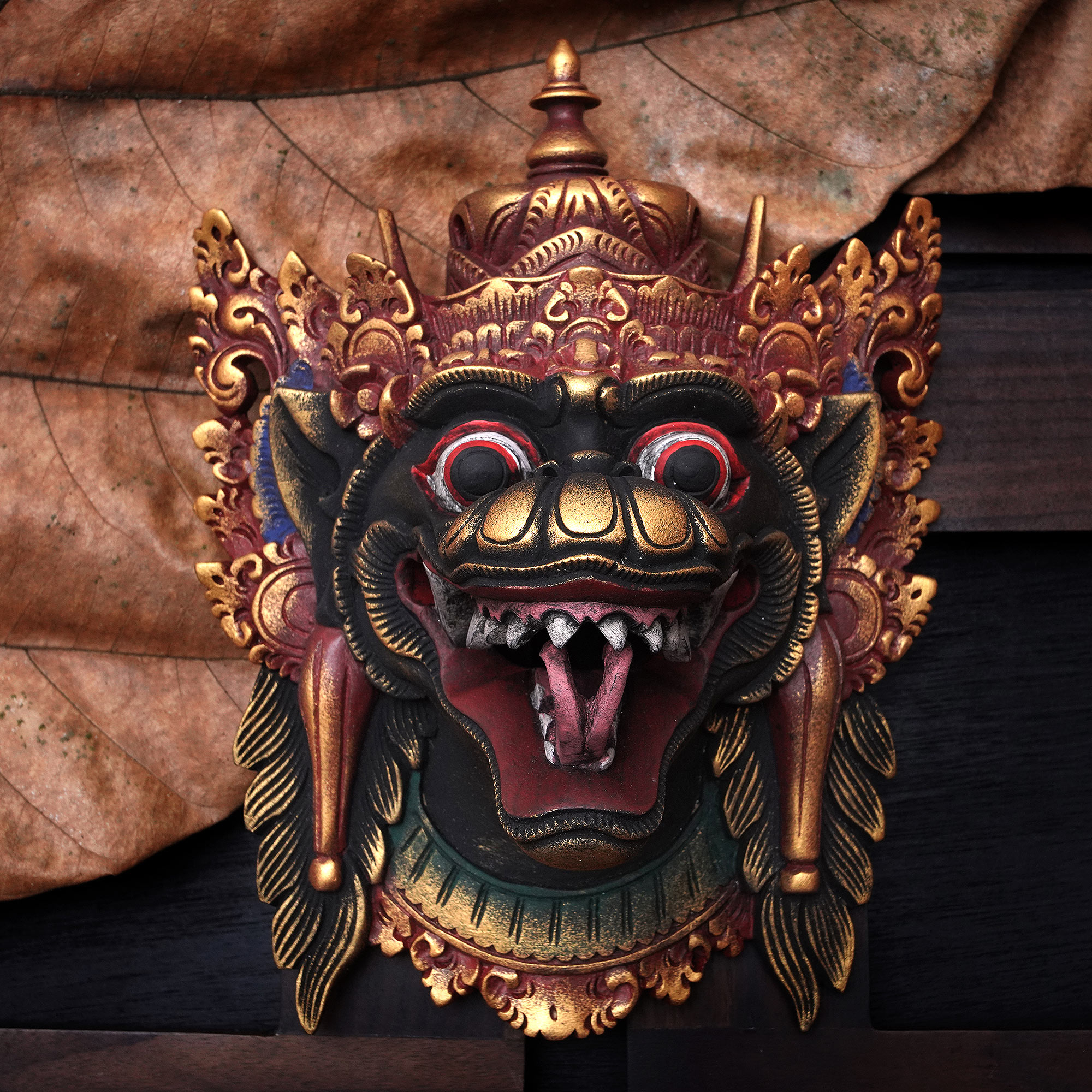 Anmelder genstand Bar Balinese Dragon Wood Mask Hand Painted - Naga Basuki | NOVICA