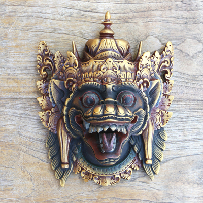 Wood mask, 'Naga Basuki' - Balinese Dragon Wood Mask Hand Painted
