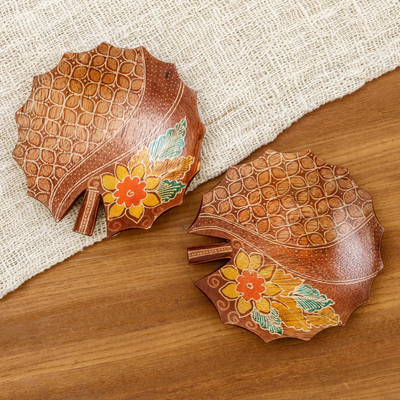 Dekorative Batikschalen aus Holz, (Paar) - Zwei handwerklich gefertigte dekorative Batikschalen aus Java
