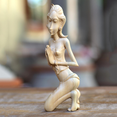 Wood sculpture, 'Jegeg' - Hand Carved Wood Sculpture of Balinese Woman