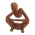 Suar wood statuette, 'Thinking Posture' - Hand Carved Suar Wood Statuette thumbail