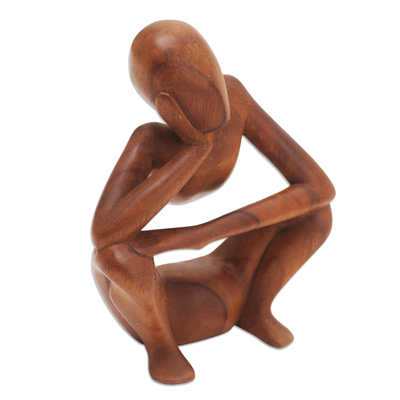 Estatuilla de madera de suar - Estatuilla de madera de suar tallada a mano