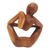 Suar wood statuette, 'Thinking Posture' - Hand Carved Suar Wood Statuette (image 2d) thumbail
