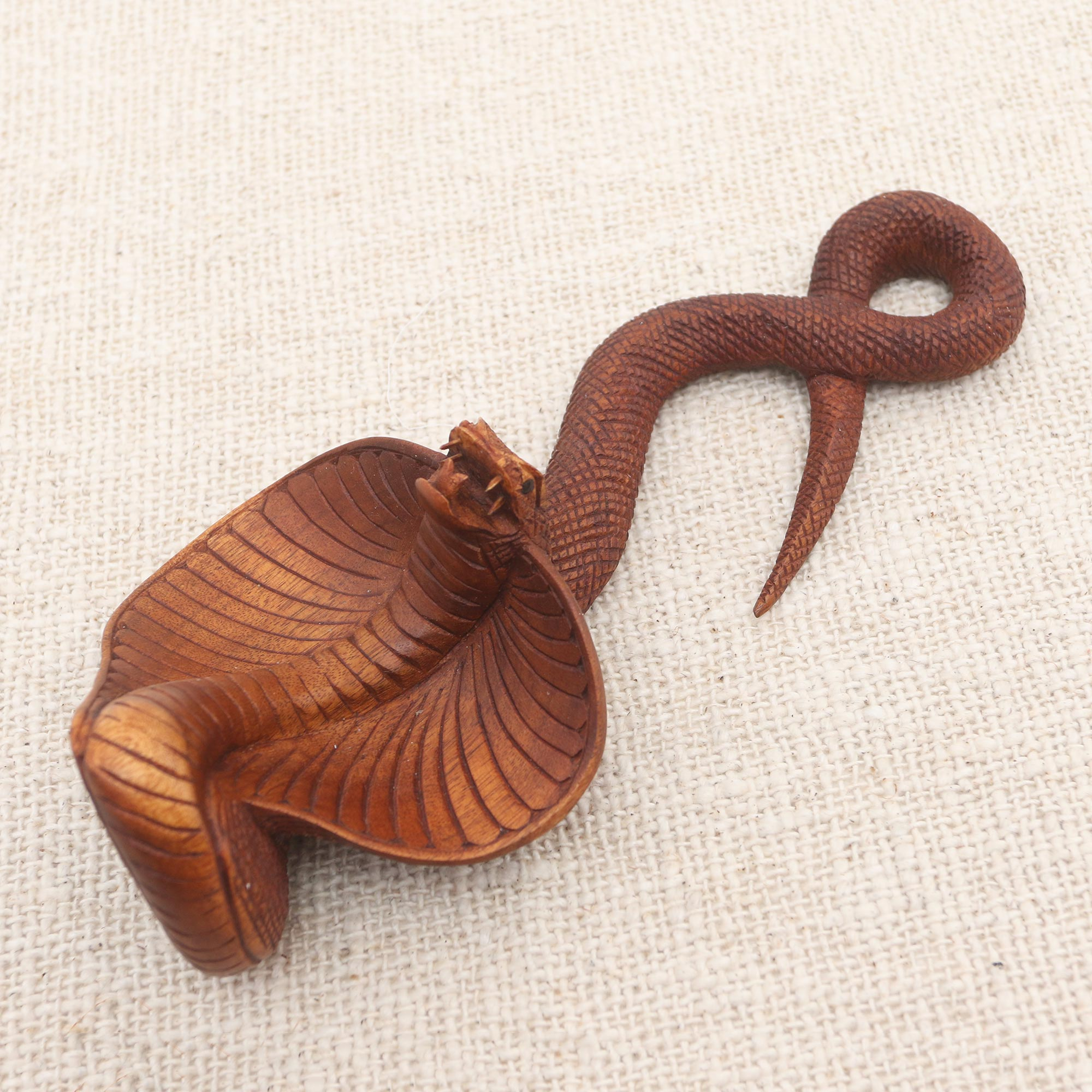 Hooded Cobra Wood Wall Sculpture - Cobra Attack | NOVICA