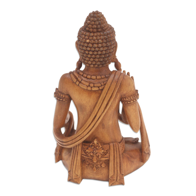 Wood sculpture, 'Siddhartha Gautama' - Hand Carved Wood Sculpture of Siddhartha Gautama