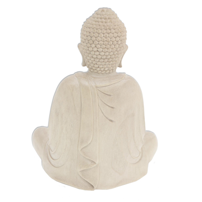Holzskulptur - Kunsthandwerklich gefertigte sitzende Buddha-Skulptur