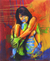 'The Flow of Life' - Original Java Fine Art Nude Woman Painting in Primary Colors thumbail