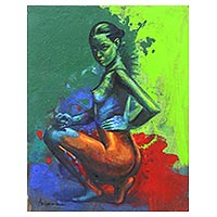 'Evolution of Life' - Bold and Colorful Original Signed Painting from Bali