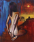 'Sad Love' - Original Signed Expressionist Nude Painting in Red and Blue thumbail