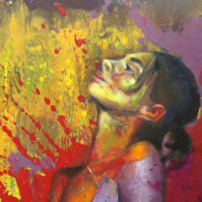 'Optimist Ella' - Bold and Colorful Painting of Female Nude