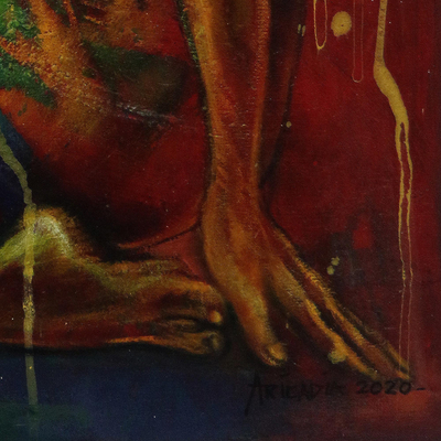 'A Strong Woman' - Pintura expresionista original de desnudo artístico