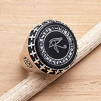 Featured review for Sterling silver and obsidian signet ring, Eye of Protection